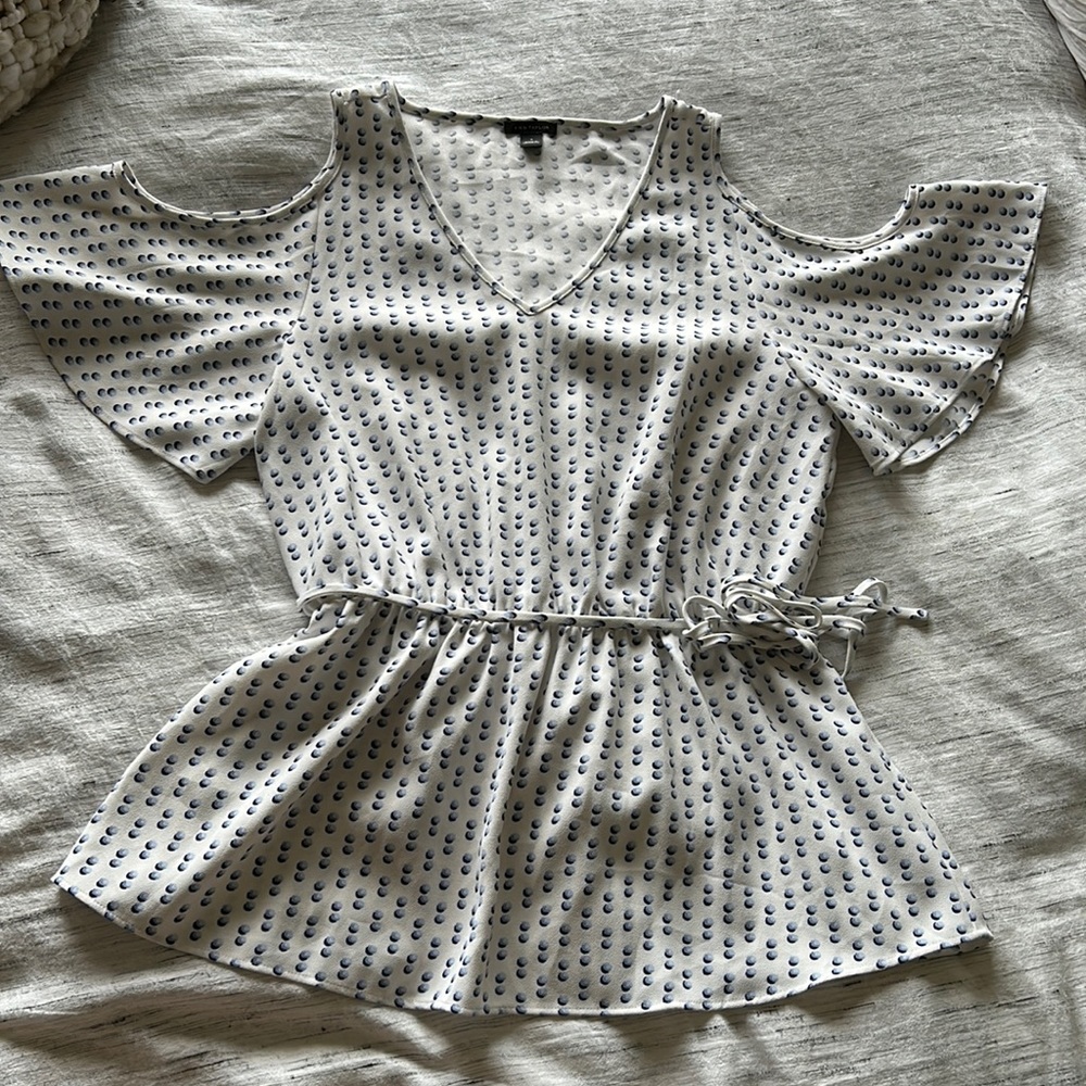 Ann Taylor cold shoulder peplum blouse